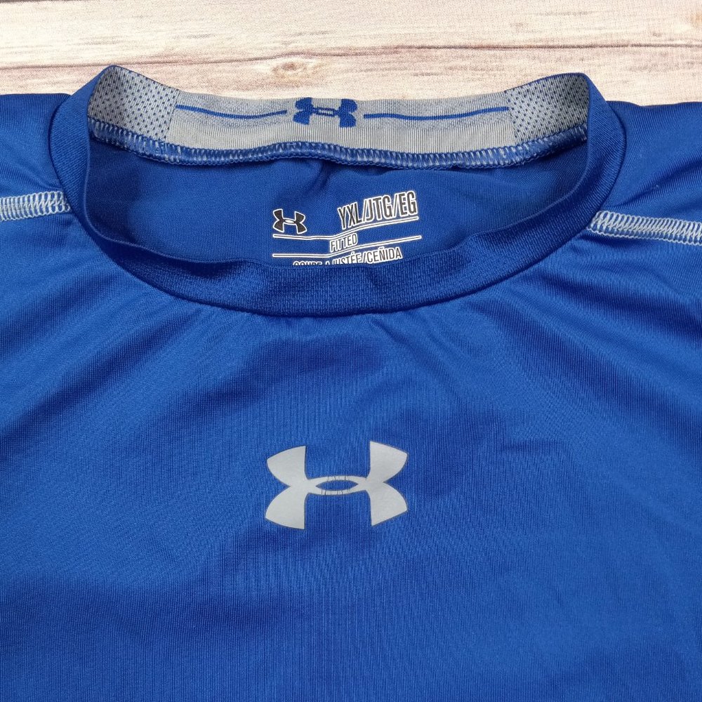 Under Armour Fitted YXL Heatgear Blue Performance T Shirt Youth XL - Picture 3 of 6